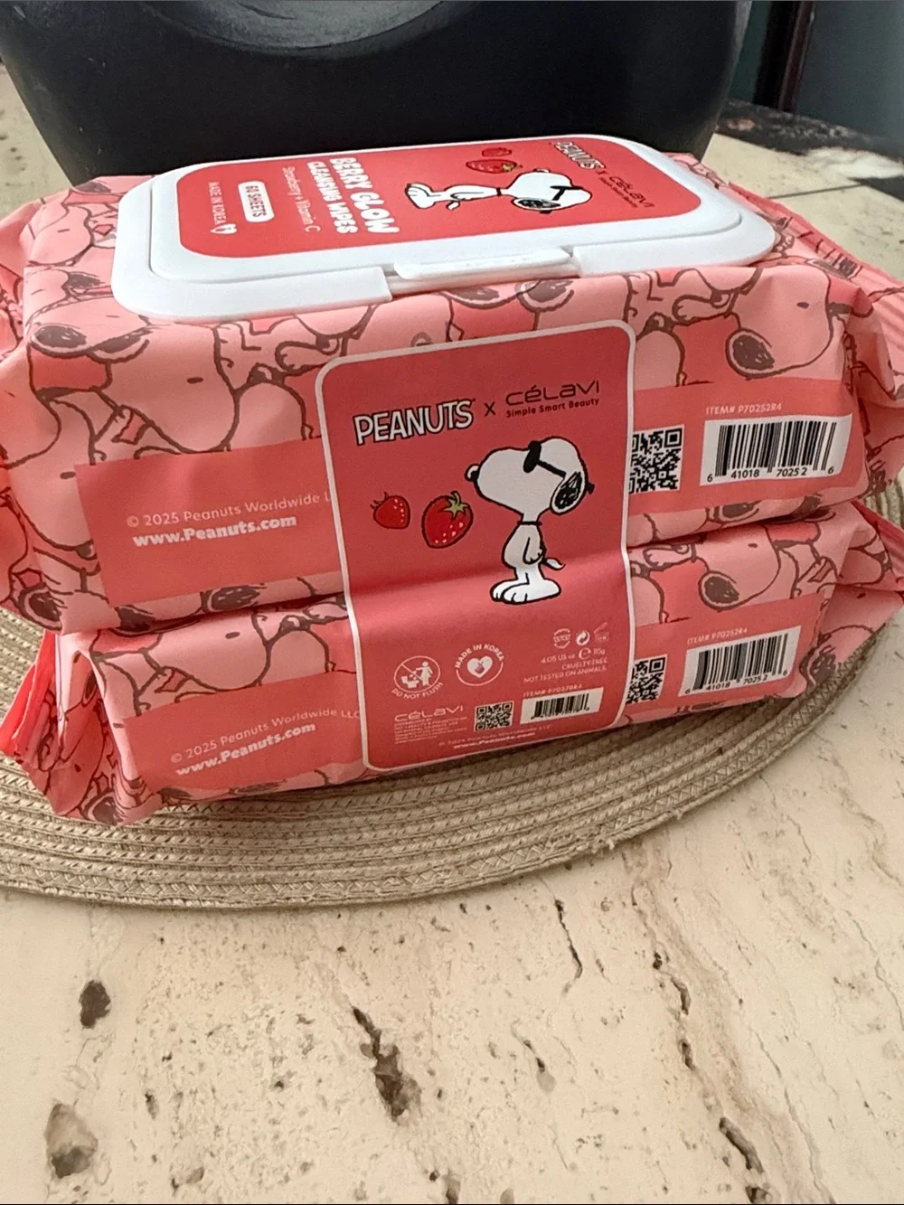 Peanuts x Celavi Berry Glow Cleansing Wipes — 2 Pack Strawberry x Vitamin C